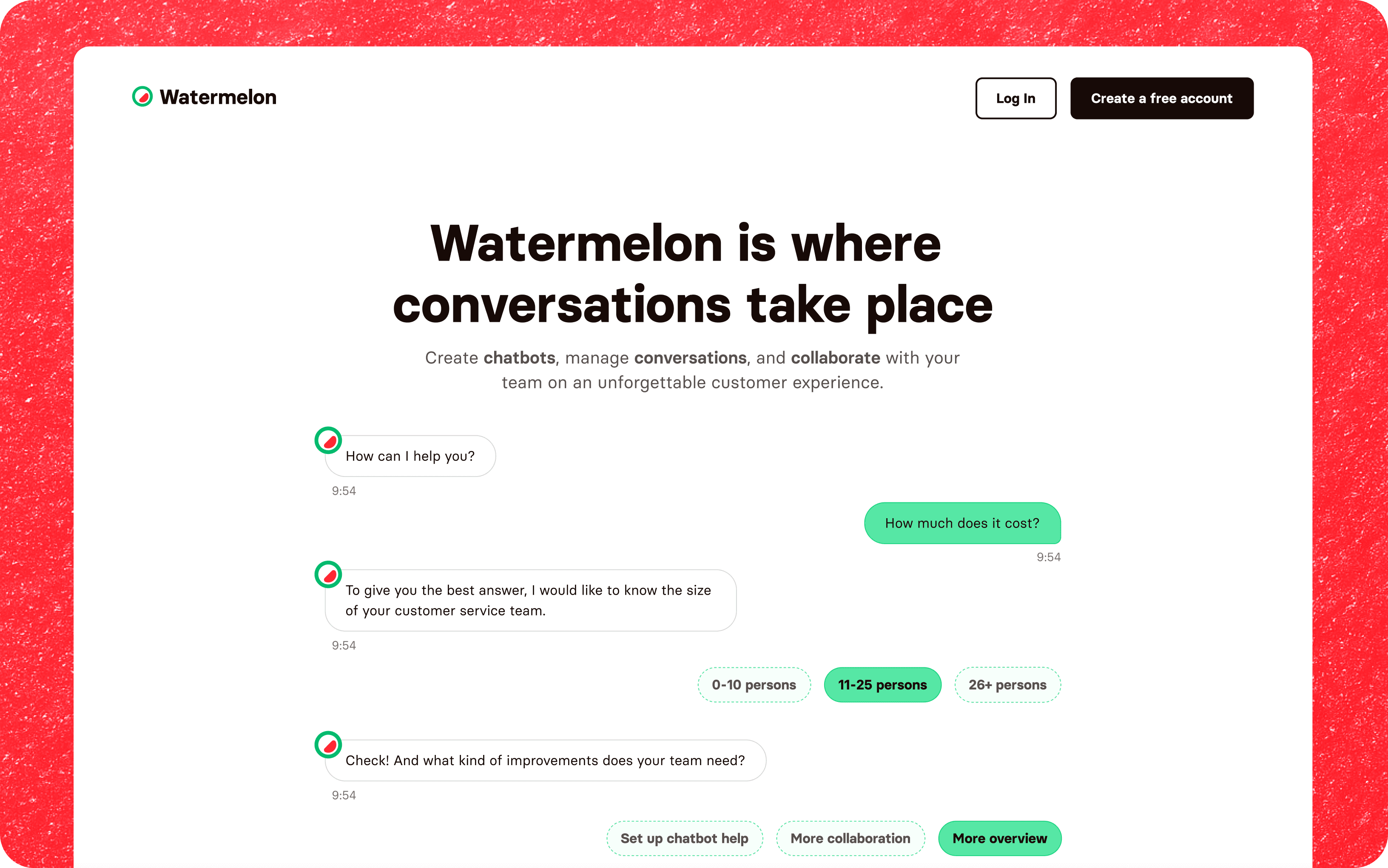 Watermelon chat widget and website design